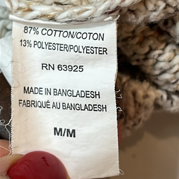 Method cowl button turtle neck Sweater mens M speckled beige tan chunky knit - Picture 11 of 16